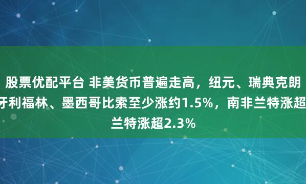 股票优配平台 非美货币普遍走高，纽元、瑞典克朗、匈牙利福林、墨西哥比索至少涨约1.5%，南非兰特涨超2.3%